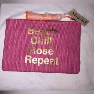 Magid Cute straw zipper bag 11 x 7 with orange liner